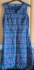 Laura Ashley 100% Linen seaside birds seagull print shift dress - UK Size 8