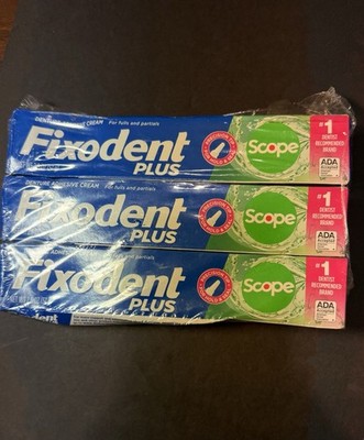 Fixodent Plus Scope Secure Denture Adhesive 2.0oz (Pack of 3)