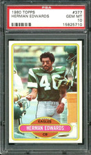 1980 TOPPS HERMAN EDWARDS #377 PHILADELPHIA EAGLES PSA 10