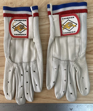 Vtg Champion Tiger Grip Leather Batting Gloves Pair Made in America Near Mint