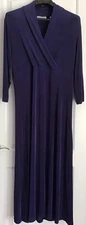 Coldwater Creek Midi Dress Large Blue Slinky Travel Knit Stretch Women's