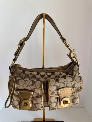 Vintage Coach 65th Signature Legacy Turnlock Shoulder Bag Brown