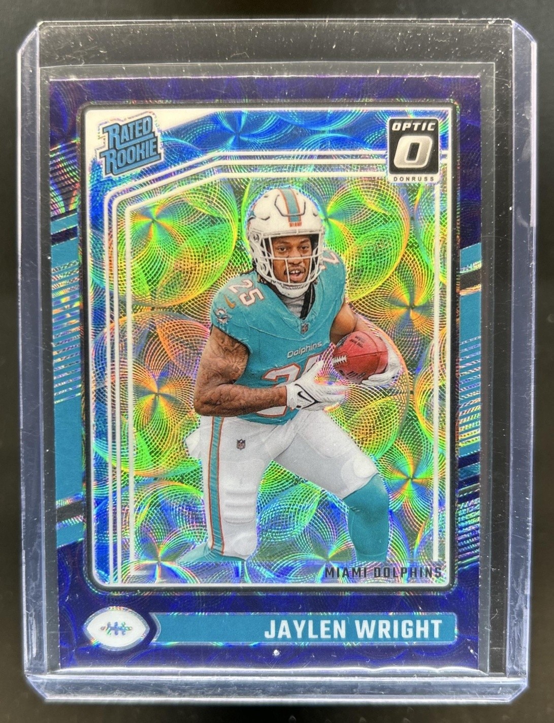 2024 Panini Donruss Optic Jaylen Wright Purple Scope Rated Rookie #249 Dolphins
