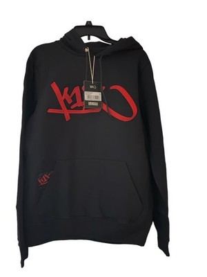 K1X Tag Hoodie Mens Medium M Black Red Embroidered Logo New with tags