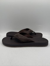 Flojos Men's Size 10 Jersey Memory Foam Thong Flip Flop Brown