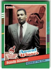 1991 Donruss #693 Sandy Alomar Award Winner Rookie Of The Year Cleveland Indians