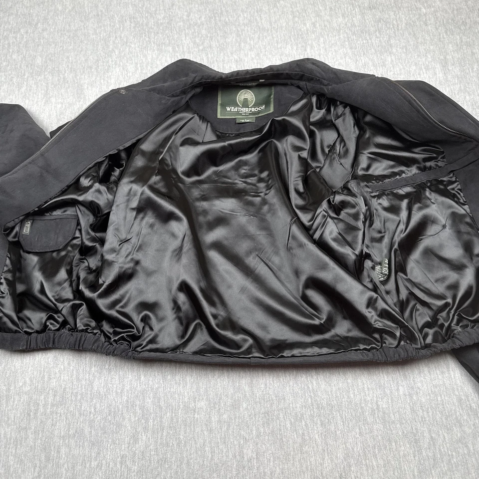 Vintage Weatherproof Jacket Mens Large Black Faux Suede Snap Front Chicago Coat - Image 2 of 4