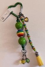 Handmade Heart Shaped Beaded Keychain, Bookbag or Purse Clip,Jewelery
