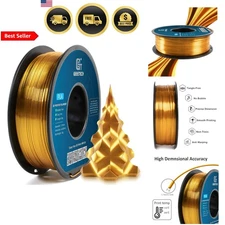 Silk PLA Filament 1.75mm for 3D Printer Metallic Gold 1kg Shiny Consumables