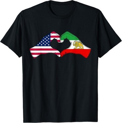 Persian American Flag USA Persia Heritage Heart Unisex T-Shirt