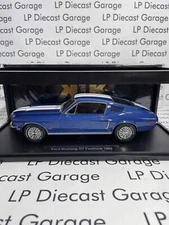KK Scale 1968 Ford Mustang GT Fastback Blue w/ White Stripes 1:18 Diecast