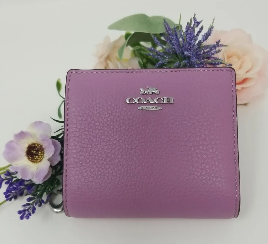🌟🌷Coach Snap Wallet In Purple Violet Orchard Leather