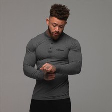 Man Long-sleeved Autumn Sports Lapel Fitness Running T-shirt Men's Polo Shirt