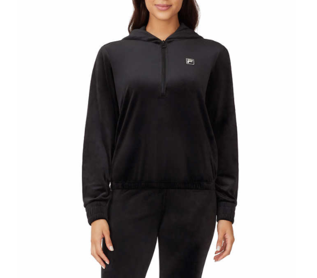 Felpa donna Fila in morbido velluto 1 4 zip con tasche cuciture laterali NUOVA con etichette!