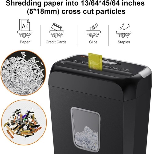 Paper Shredder for Home Use, 6 Sheet Crosscut Paper Credit Cards, Staples, an.. - Picture 3 of 9