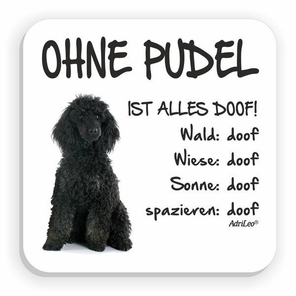 "KüHlschrankmagnet \"Ohne Pudel Ist Alles Doof!\" Schwarzer Pudel Hund Magnet Pin"-image