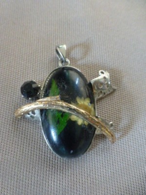 Schmuck SCHÖNER Anhänger OVAL, BLUMENEINSCHLUSS, Perle 