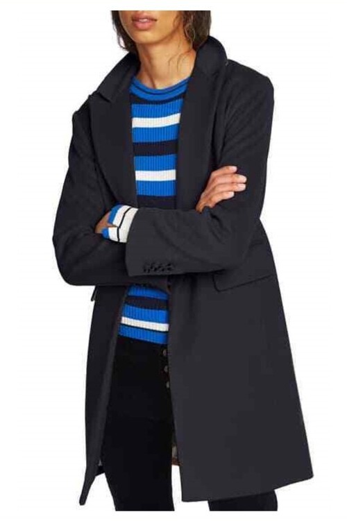 FILA Court & Rowe Women's Bramley Wool Blend Car Coat Blue Night Sz XS