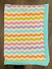 Bananafish Studio Sweet Owl Girl Zigzag Chevron Pastel Knit Baby Blanket