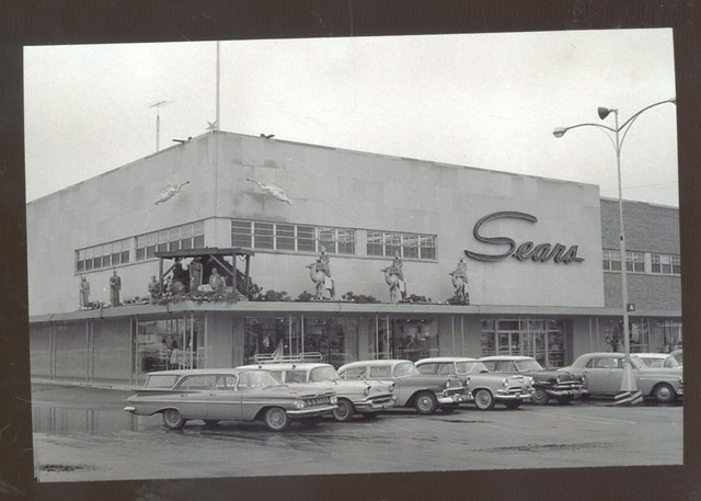 REAL PHOTO KALAMAZOO MICHIGAN SEARS STORE OLD CARS POSTCARD COPY | eBay