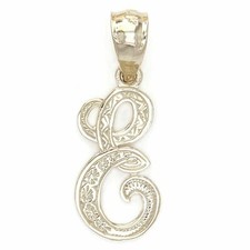 14k Yellow or White Gold Initial Letter E Alphabet A-Z Charm Pendant