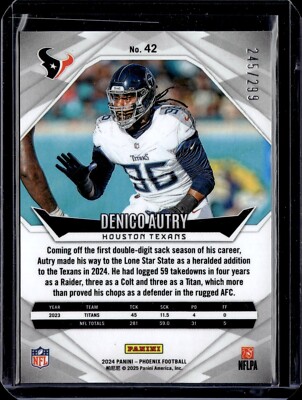 2024 Panini Phoenix #42 Denico Autry Phoenix Logo Silver /299
