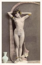 exotic woman Harp Postcard Copy