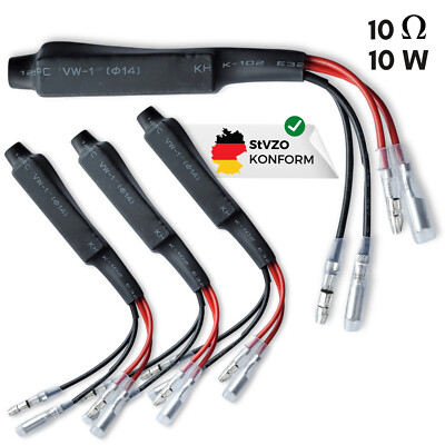 Binego  4x Motorrad Lastwiderstand LED 10 Ohm 10 W 12 V Widerstand Kabel Blinker