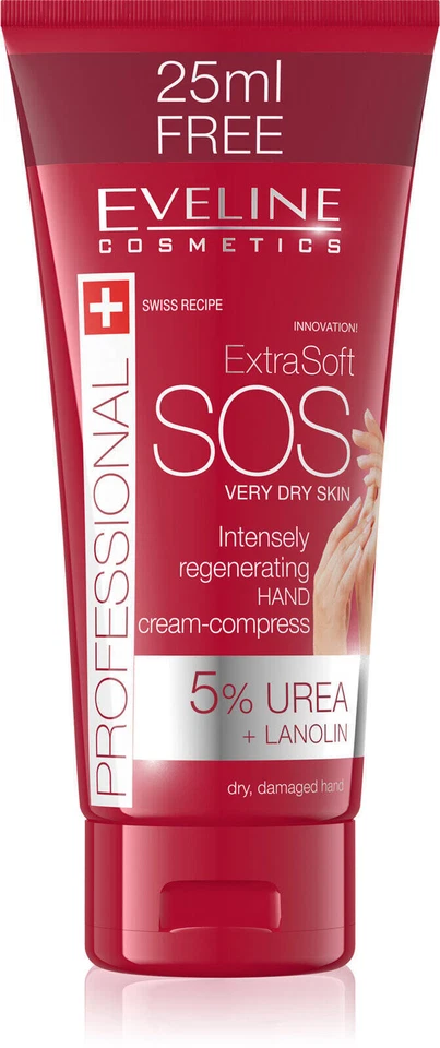 EVELINE COSMETICS Eveline SOS Hand Cream For Extra Dry Skin Damaged Hands Hyaluronic Acid Urea