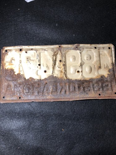 Vintage 1935 Oklahoma License Plate 489 476 - Picture 2 of 2