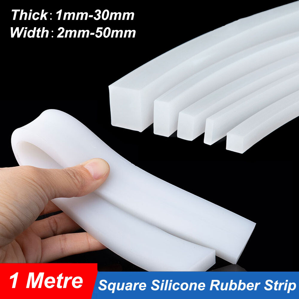 Solid Silicone Rubber Sealing Strip Square White Thick 1mm-30mm