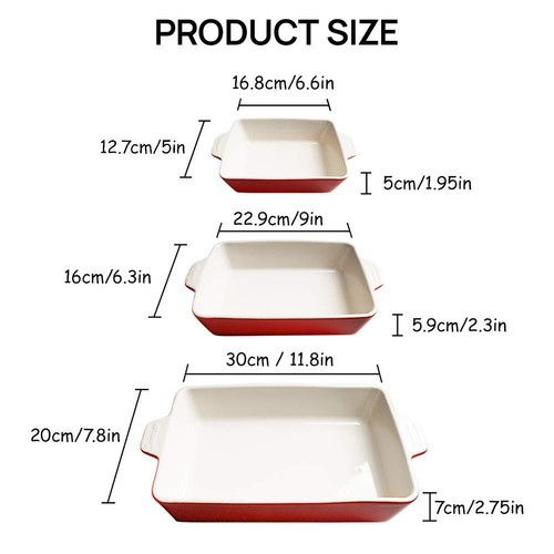 Ceramic Bakeware Set, Rectangular Baking Dish for Oven Lasagna Pans for Cooki... - Picture 6 of 6