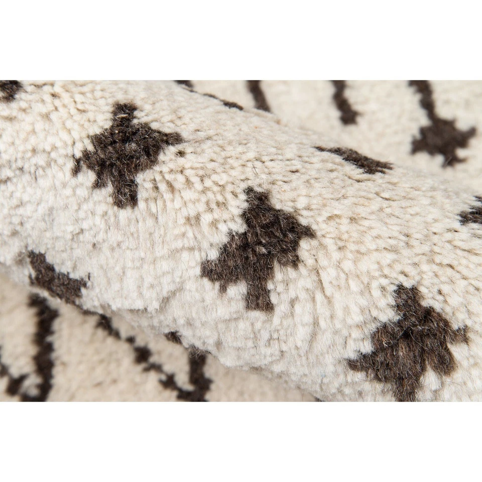 NEW Hand Knotted 5x8 Modern Tribal Ivory/Espresso Wool Rug Momeni $1299 India - Image 2 of 4