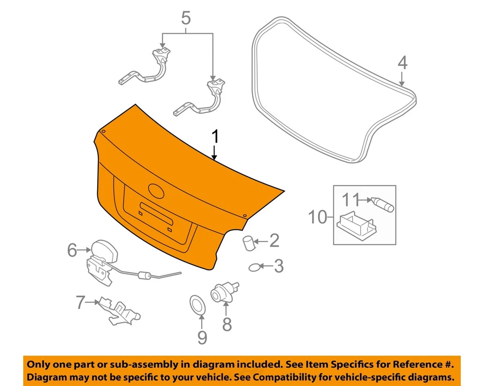 Used Deck Lid fits: 2007 Kia Rio Sdn w/o spoiler Grade A Foto 3 de 4
