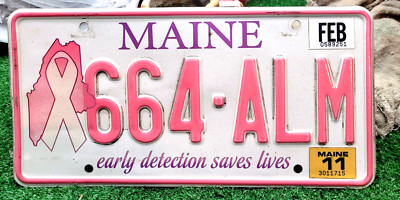   - MAINE - 2011 Breast Cancer Awareness series license plate - nice original
