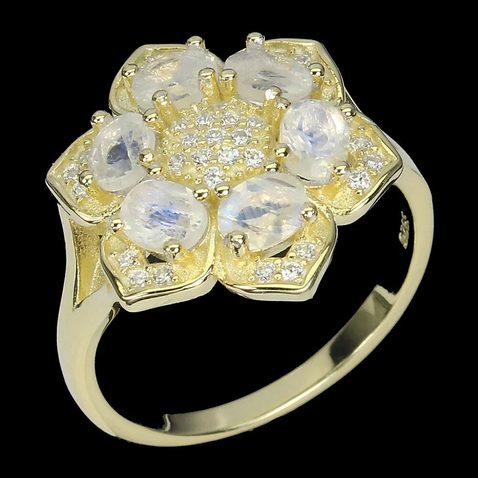 925 Sterling Silver Ring Oval Moonstone 4x3mm Gemstone Jewelry Size 6.5 - Image 2 of 4