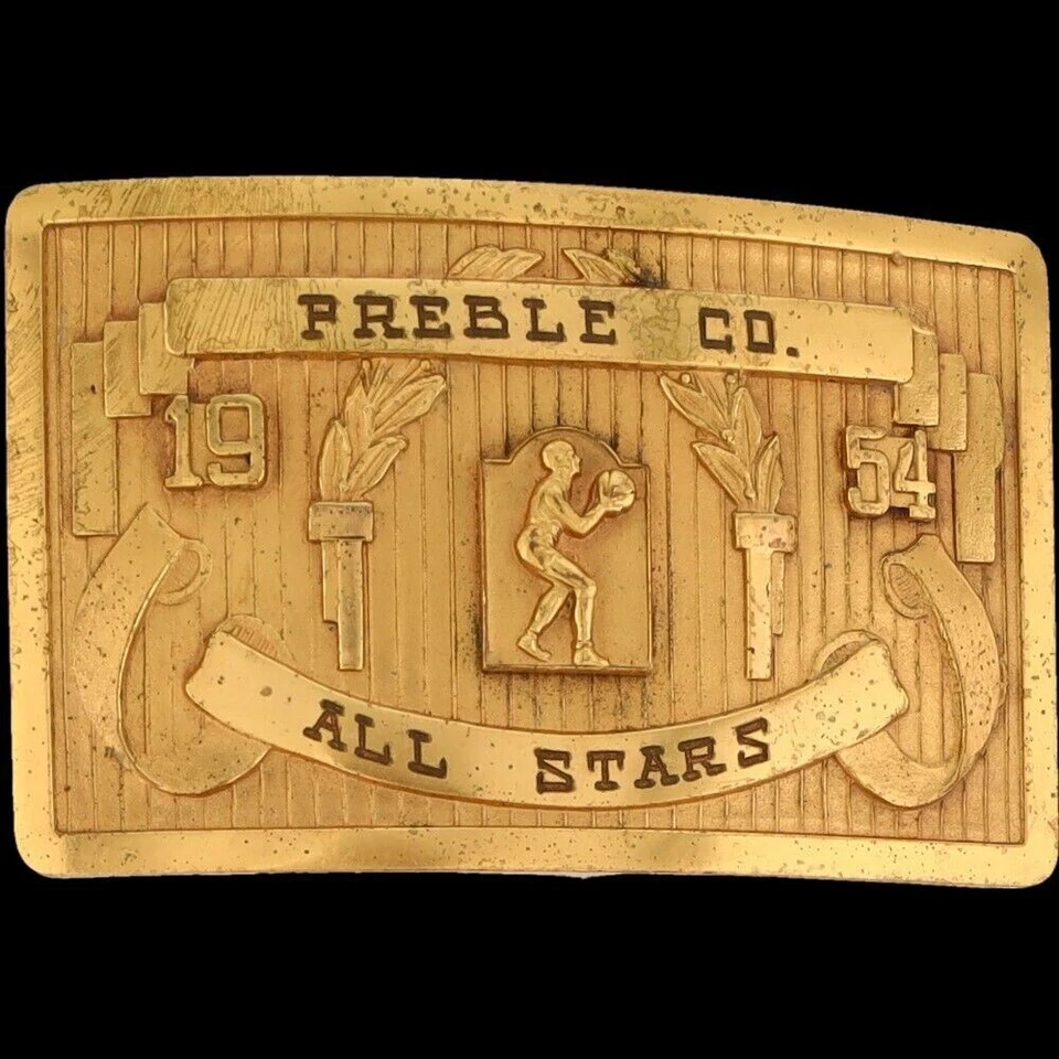 Antique New Preble County Eaton Ohio Basketball Trophy 50s NOS Vtg Belt Buckle - Image 3 of 4