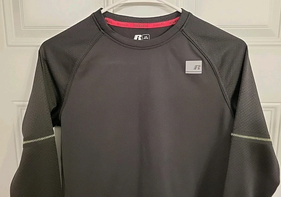RUSSELL boys LG (10-12) long sleeve dri-power 360 active black shirt - Image 2 of 4