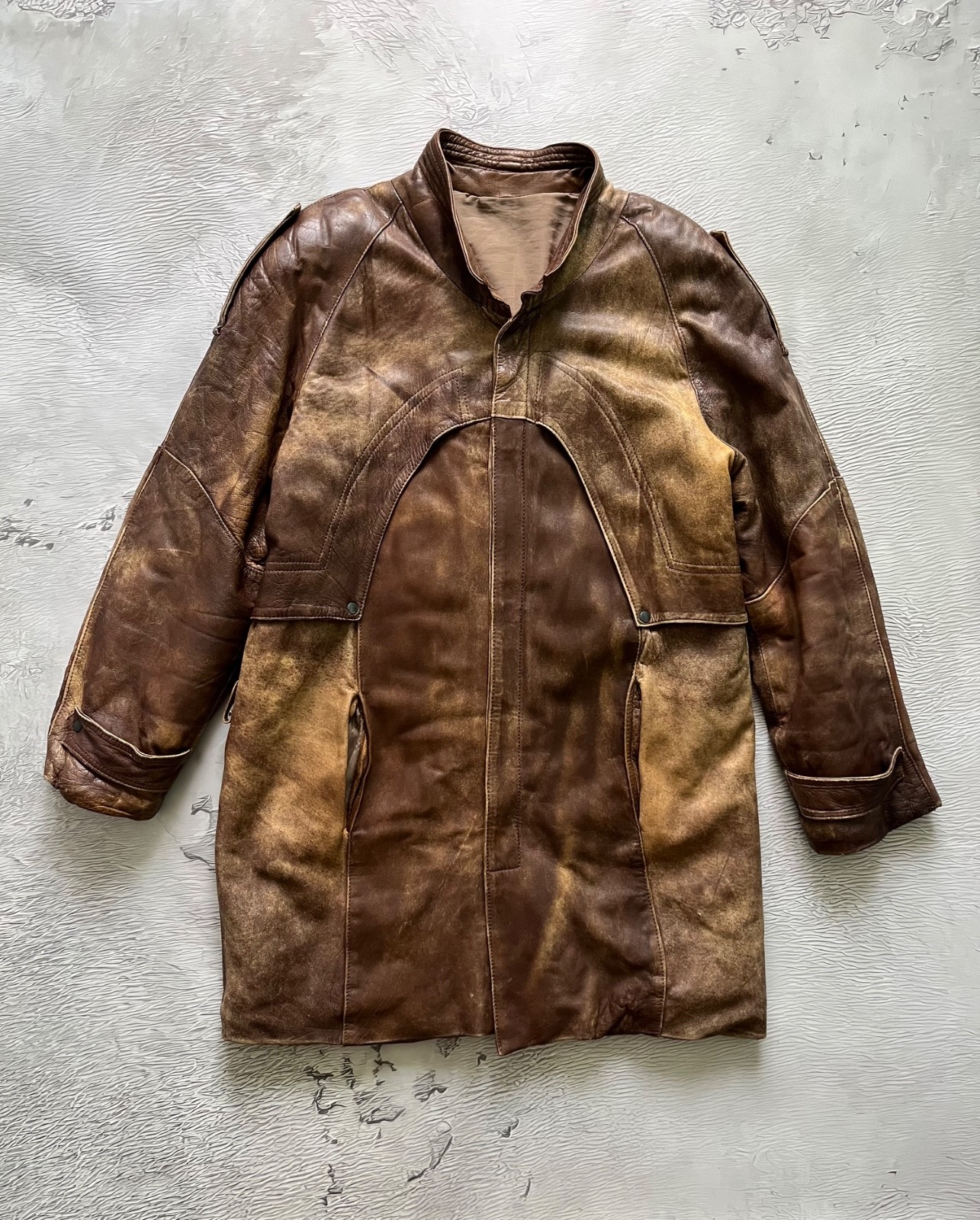 90s Yves Saint Laurent Rare Vintage Leather Coat Brown Size: XL