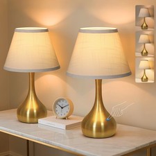 17 Touch Table Lamp Bedroom Set of 2 3-Way Dimmable Bedside Lamp Night.., Gold