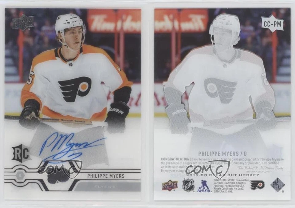 2019-20 Upper Deck Clear Cut Rookies Philippe Myers #CC-PM Rookie Auto RC - Image 3 of 3