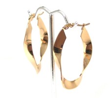 Oval Hoop Earrings Twisted Yellow Gold PVD Hypoallergenic Surgical Steel