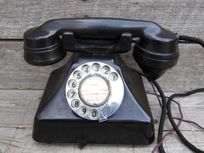 Vintage schwarze Pyramide GEC Gecophone Bakelit Drehscheibe Telefon Requisite