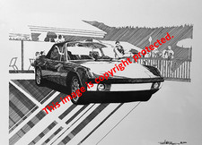 Porsche 914 Roadster 13x20 Bw Automotive Art Print By David W. Rigirozzi