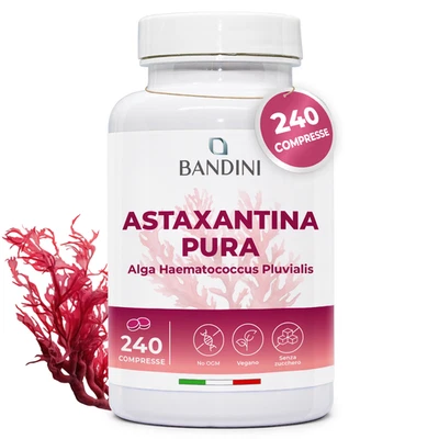 Bandini® Astaxantina 240 compresse | 8 mesi | alga Haematococcus Pluvialis
