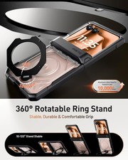 For Moto Razr Plus 2025/2024 Case Poetic Magnetic Ring Kickstand Cover Black