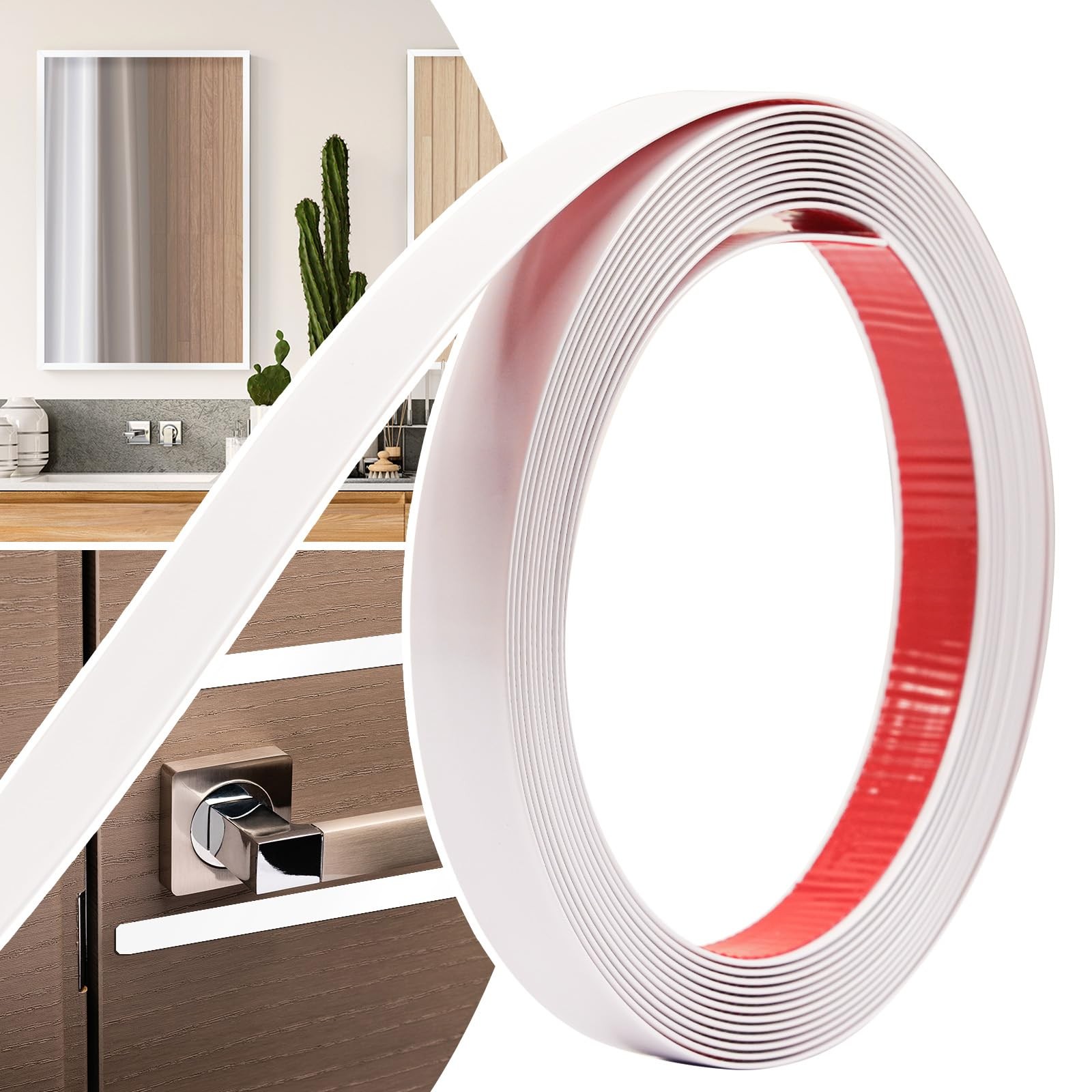 Bordure décorative auto-adhésive en PVC blanc de 5m pour la finition des fenêtres et portes