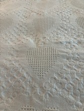 Very Nice White Crocheted Afghan 34 x 46 Feat...