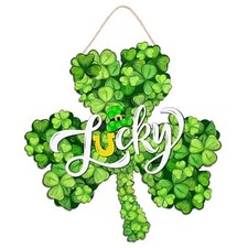 St. Patrick's Day Decorations Wooden Shamrock Door Wreath for Front Door