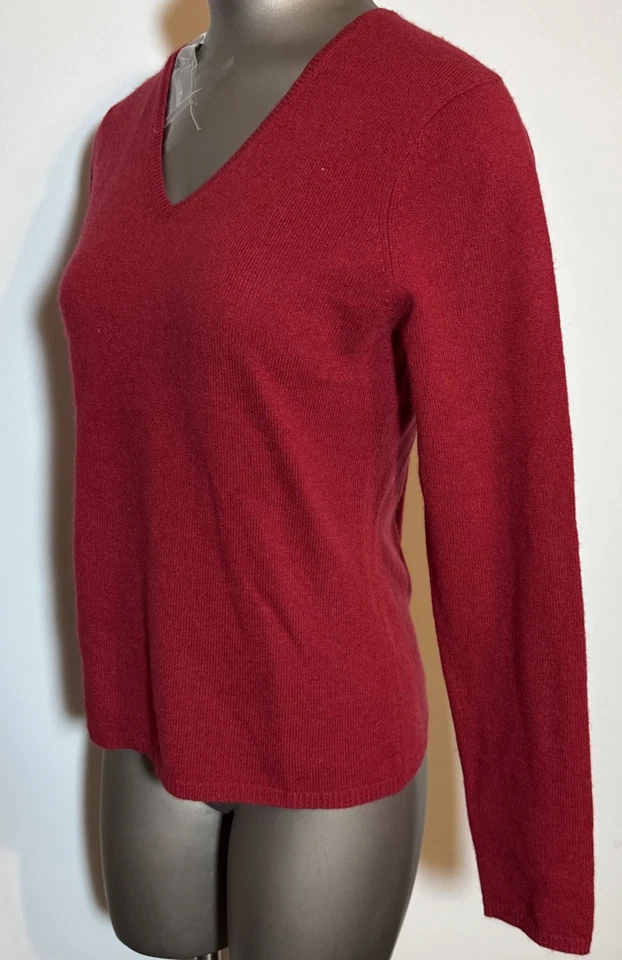 Suéter Tweeds Cashmere S Pequeno 2 Dobras Vermelho Decote V Macio Feminino Leve Luxo - Imagem 2 de 3